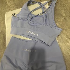 Alphalete shorts set in color purple. Shorts 4’5 inches. Size for top and top S